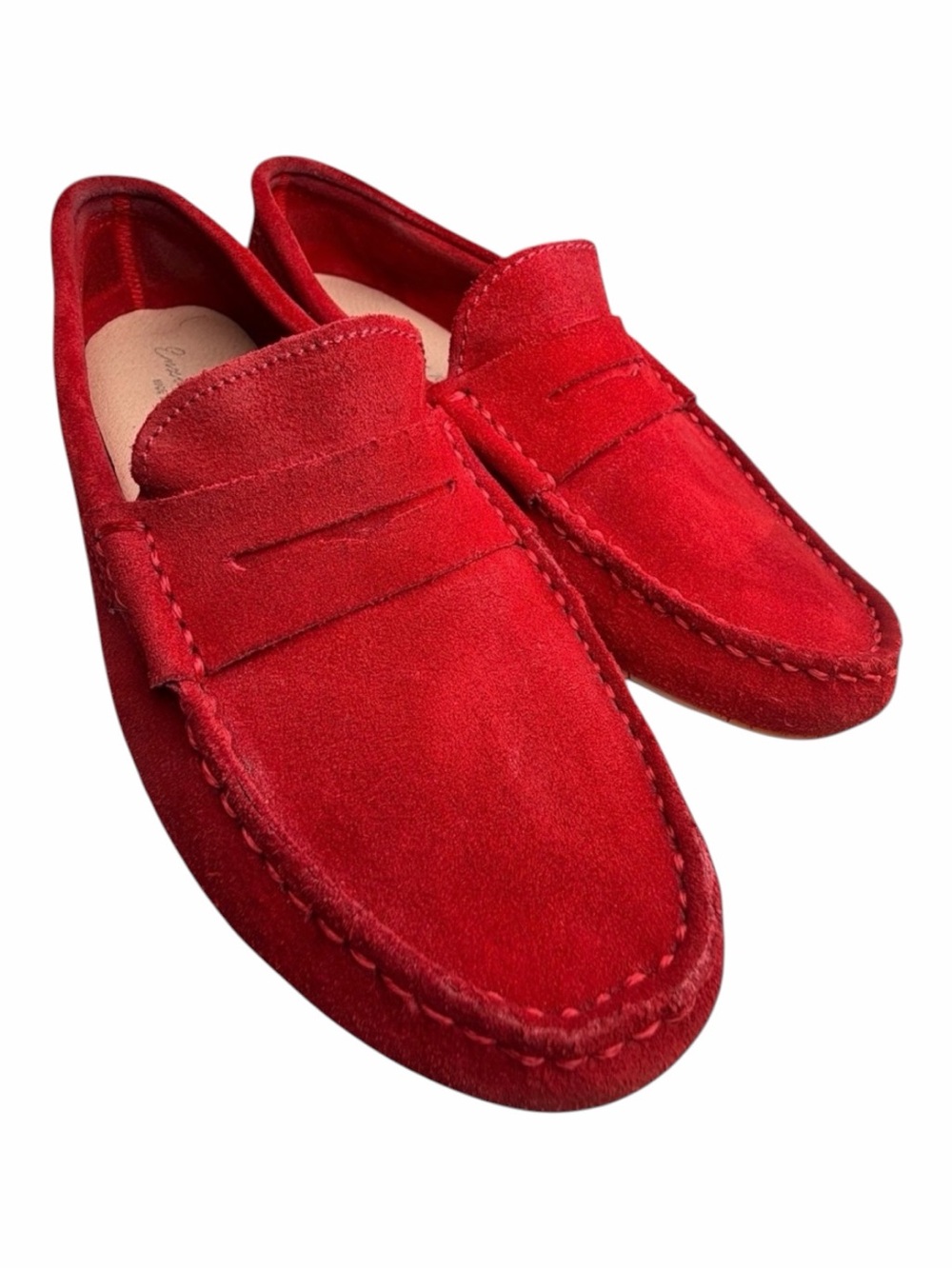 Enzo Tesoti Red Suede Penny Driving Loafers Made in Spain Women’s 8.5
